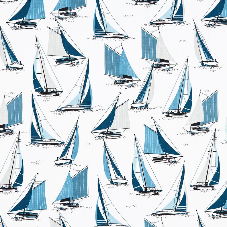 Dekorationstyg Panama segelbåtar – vit/havsblå,  image number 1