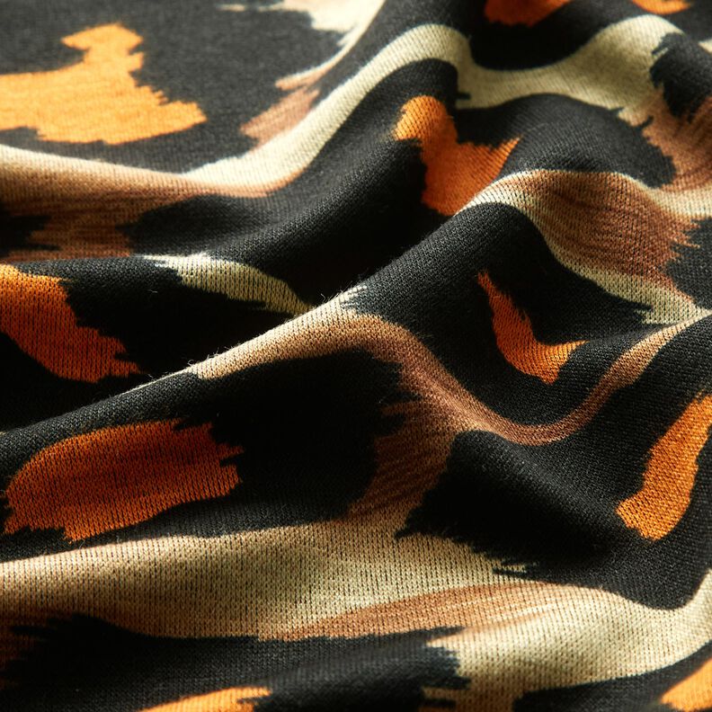 Viskosjersey Stora leopardfläckar – brun/brandgul,  image number 2