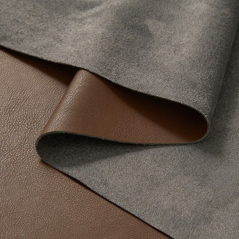 Konstläder med velourbaksida  – mörkbrun,  image number 3