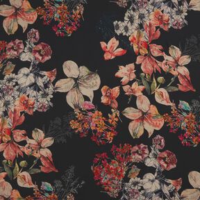Crepe chiffong blommålning – svart, 