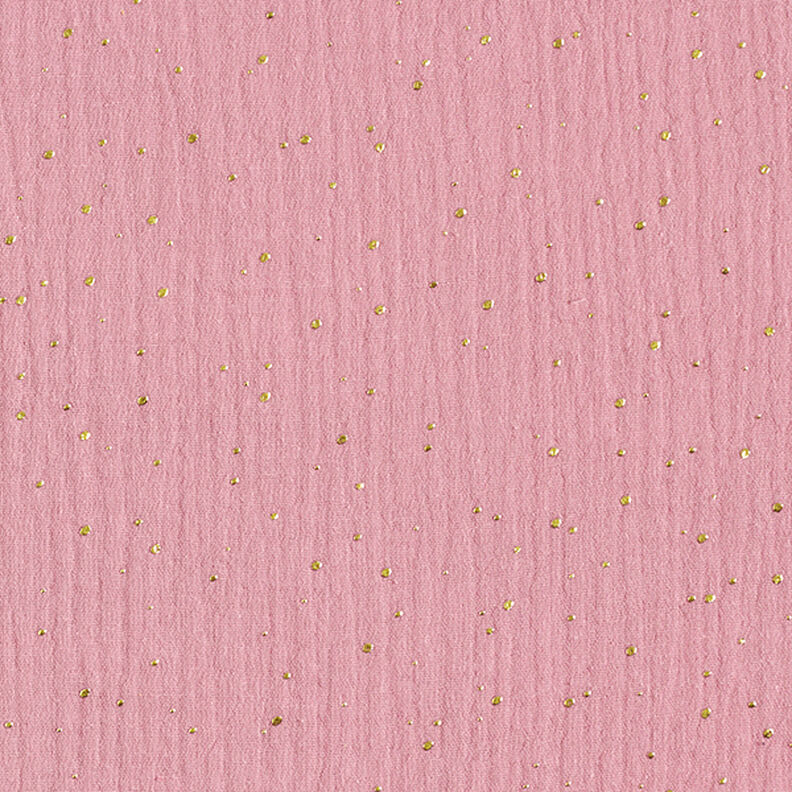Bomull Muslin Spridda guldfläckar – rosa/guld,  image number 1