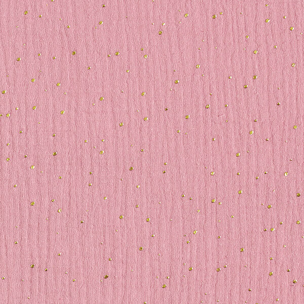 Bomull Muslin Spridda guldfläckar – rosa/guld,  image number 1
