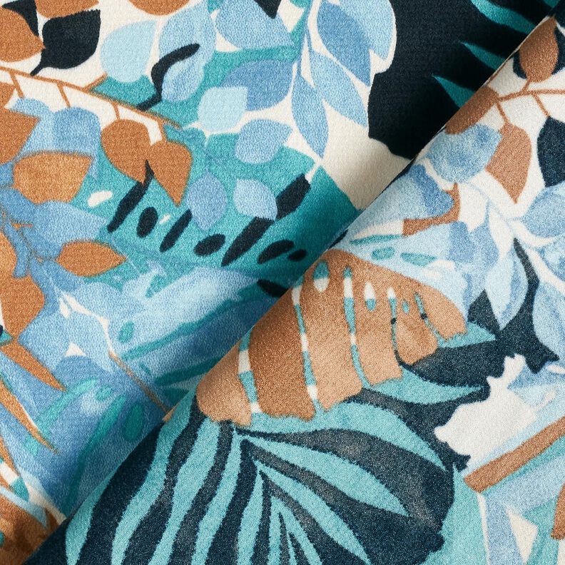 Crêpe Satin Palmer och monstera – lysande blå/svartblå,  image number 4