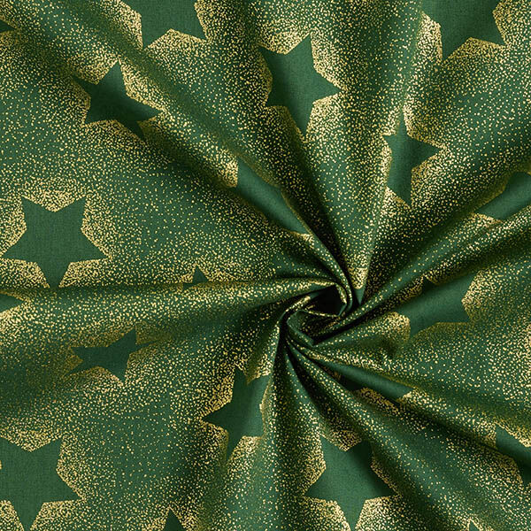 Bomullstyg Poplin stjärnor guldstoft – grön/guld,  image number 3