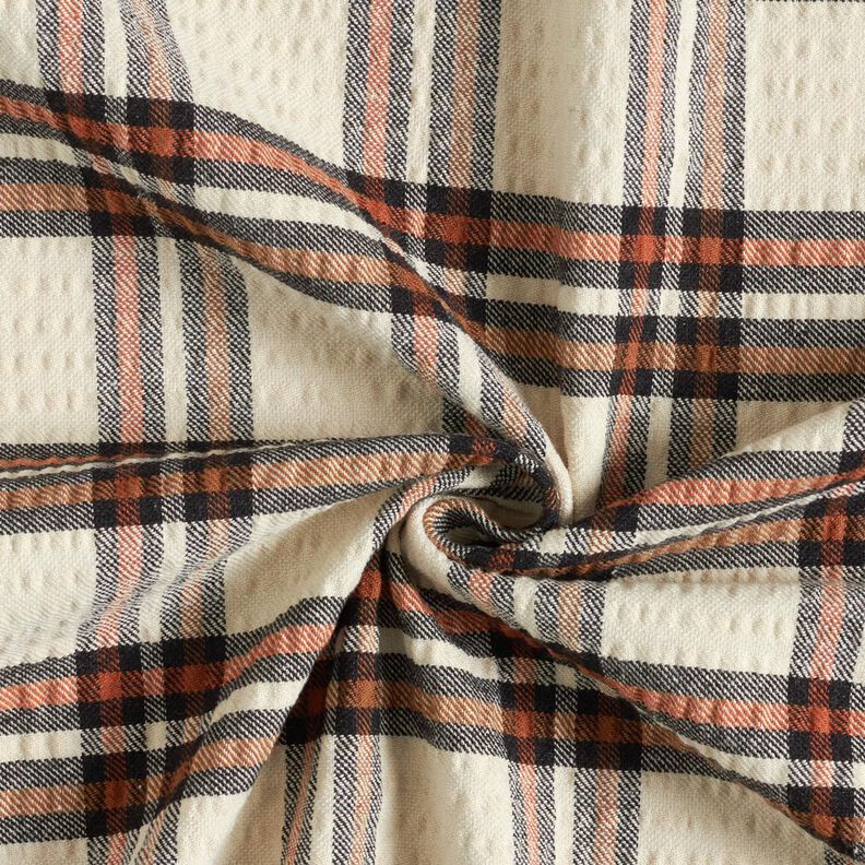 Seersucker skotskrutig – beige/terracotta,  image number 4