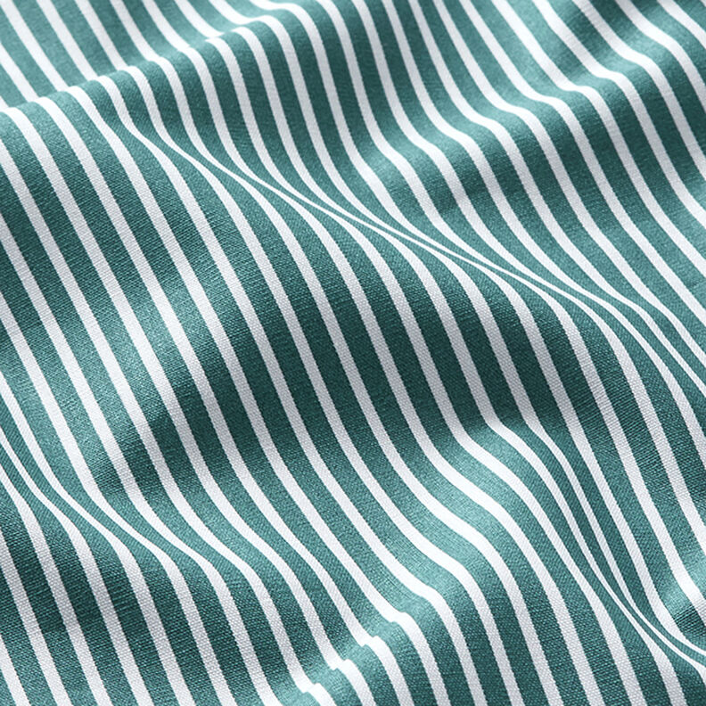 Bomullspoplin Ränder – petrol/vit,  image number 2
