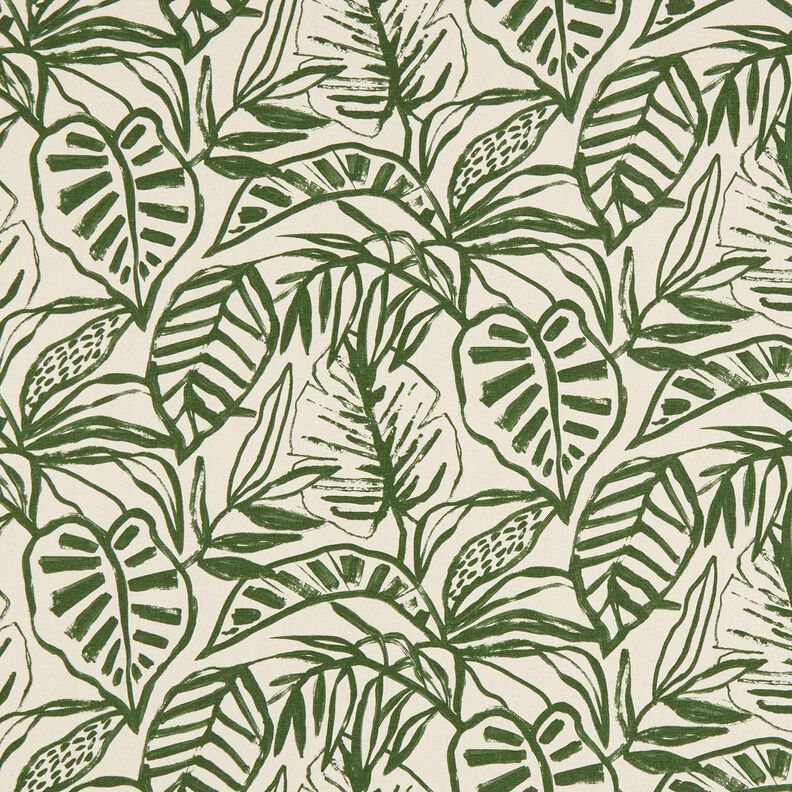Dekorationstyg Halvpanama målad monstera – kräm/pinjegrön,  image number 1