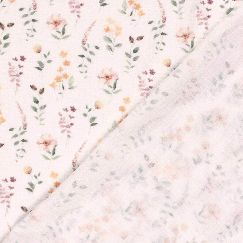 Muslin/Dubbel-krinkelväv vild äng Digitaltryck – vit,  image number 4