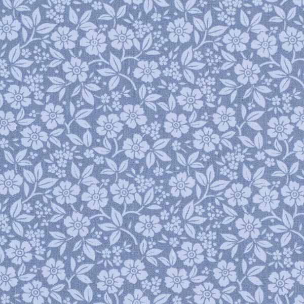 Bomullspoplin tvåfärgade blommor – jeansblå/ljusblått,  image number 1