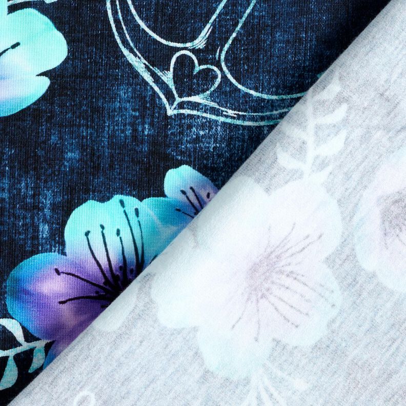 Bomullsjersey maritima blommor | Glitzerpüppi  – nattblå/isblå,  image number 4