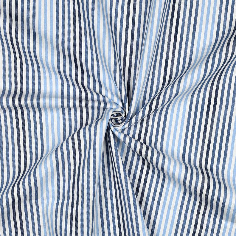Denim Bomullsblandning ränder | Poppy Fabrics – jeansblå/yllevit,  image number 3