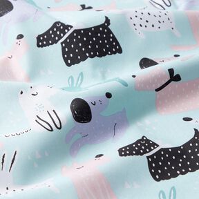 Bomullstyg Kretong abstrakta hundar &ndash; himmelsbl&aring;/rose, 