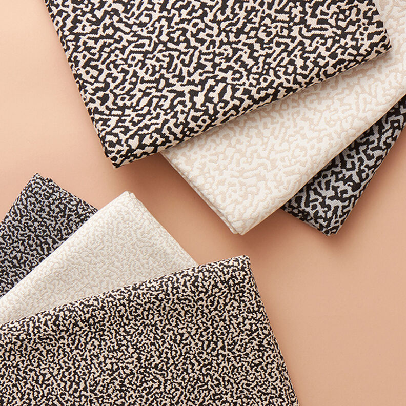 Möbeltyg Jacquard Abstrakt leopardmönster stort – svart/sand,  image number 5