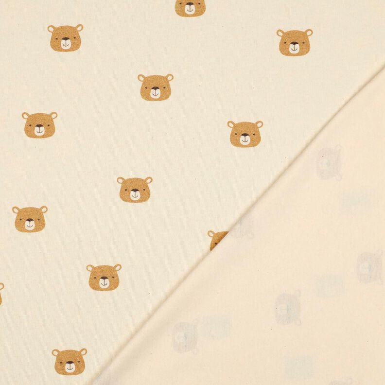 GOTS Bomullsjersey björnar | Poppy Fabrics – yllevit/ljusbrun,  image number 4