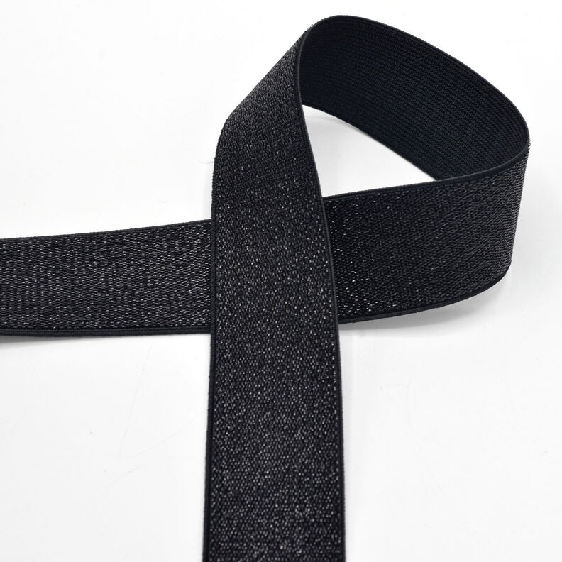 Elastiskt band metallic [40 mm] – svart,  image number 1