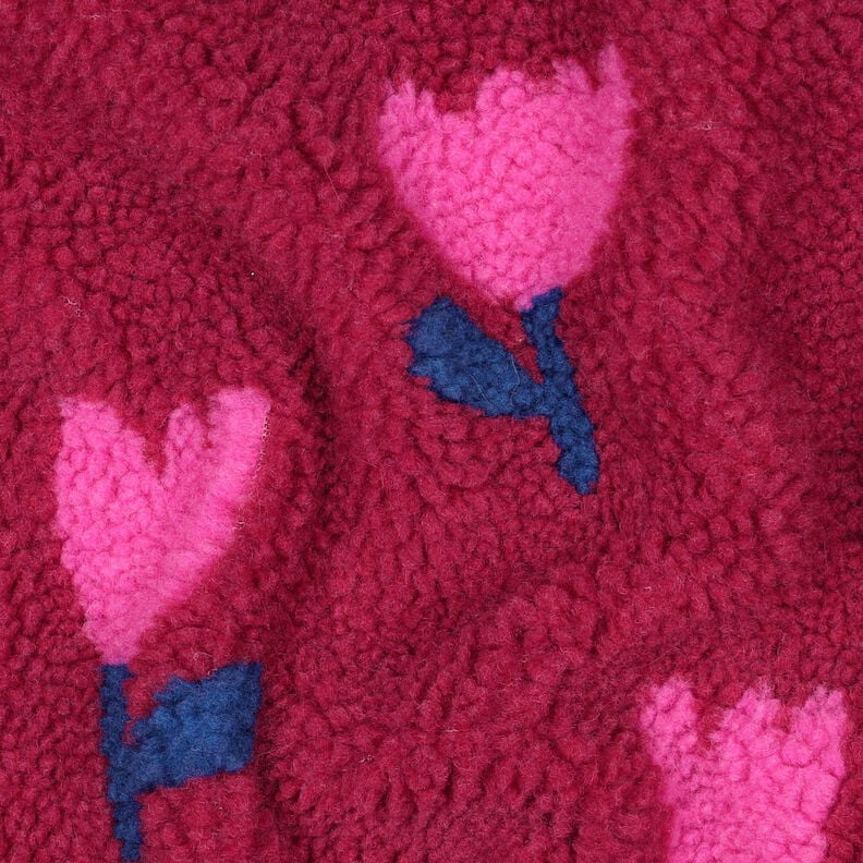 Teddyplysch tulpaner | Poppy Fabrics – karminröd, image number 2