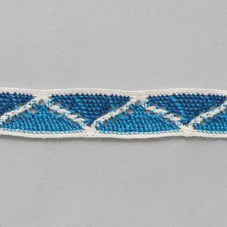 Bomullsband Ibiza [ 22 mm ] – yllevit/marinblått, 