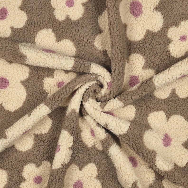 Teddyplysch Blommor | Poppy Fabrics &ndash; dyn/ljusbeige,  image number 3