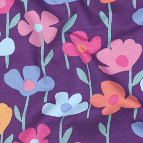 French Terry Sommarsweat färgglada blommor | Poppy Fabrics – rödlila, 