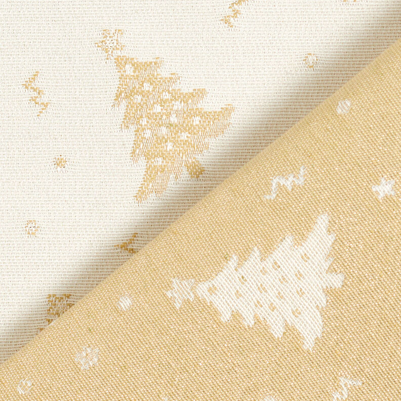 Dekorationstyg Jacquard Lurex Små granar – ljusbeige/guld, image number 4