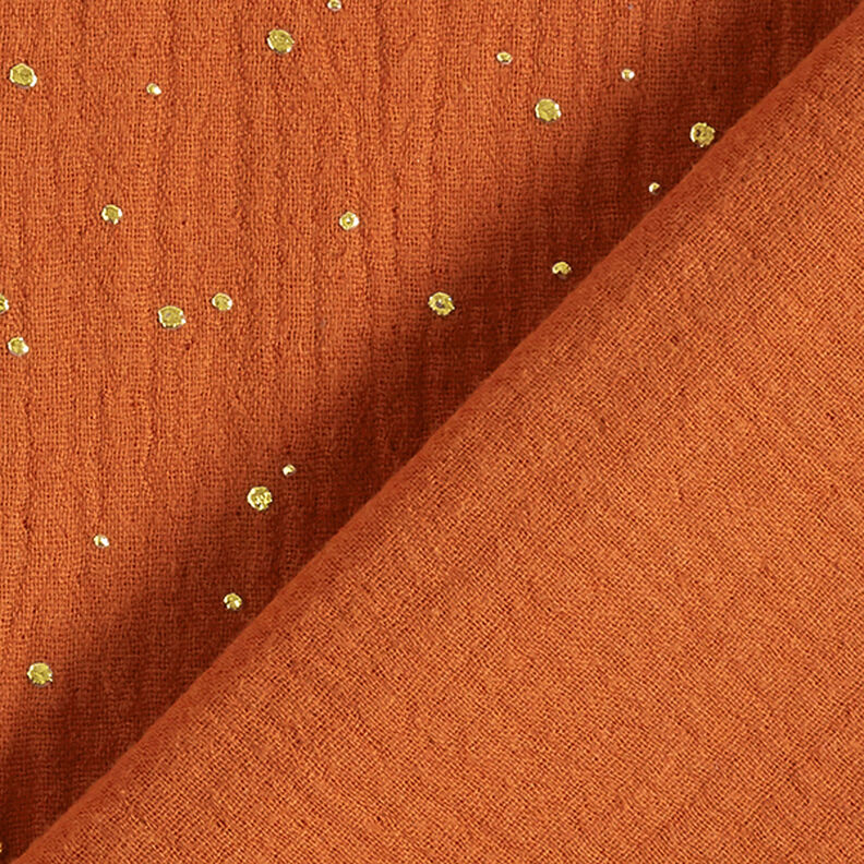 Bomull Muslin Spridda guldfläckar – terracotta/guld,  image number 4