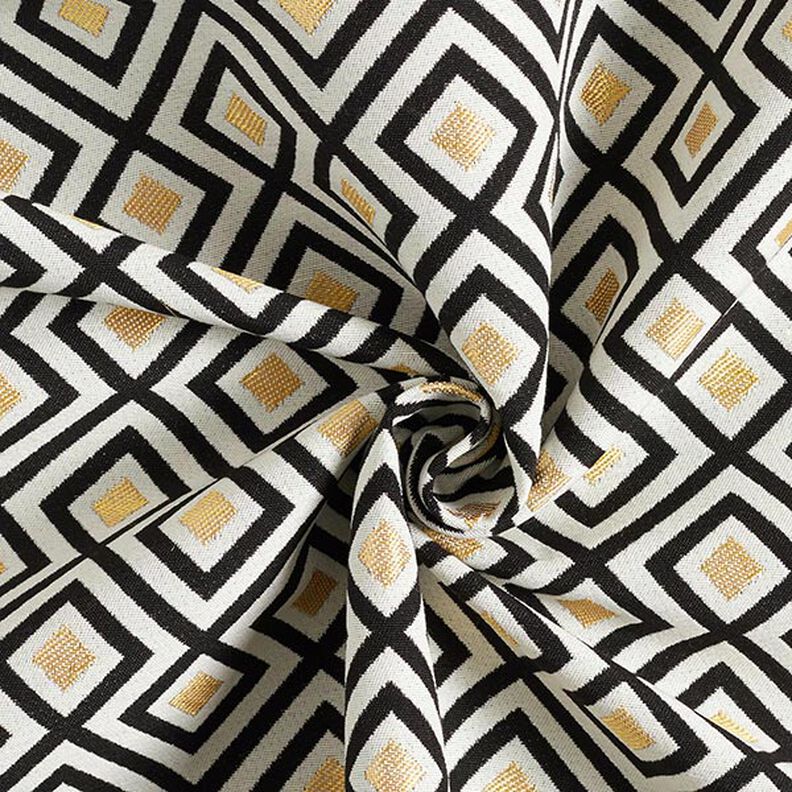 Dekorationstyg Jacquard Artdecoromber – yllevit/guld,  image number 3