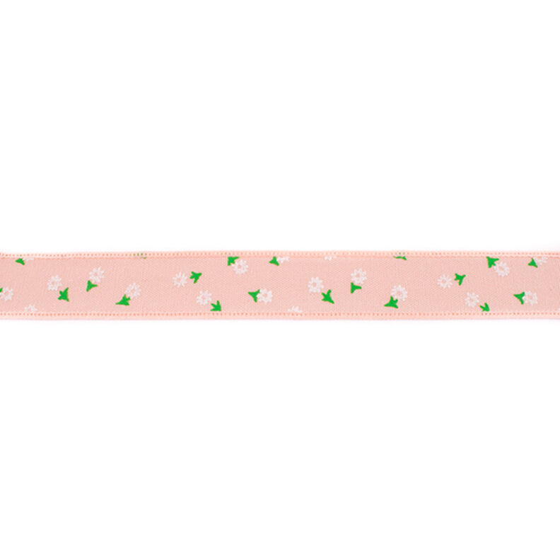 Vävt band Chambray blommor – lax,  image number 1