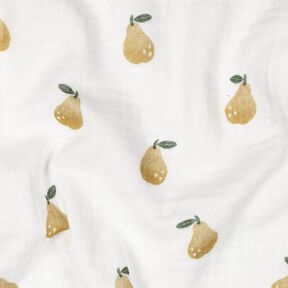 Muslin/Dubbel-krinkelväv päron Digitaltryck | Poppy Fabrics – vit/gul oliv, 