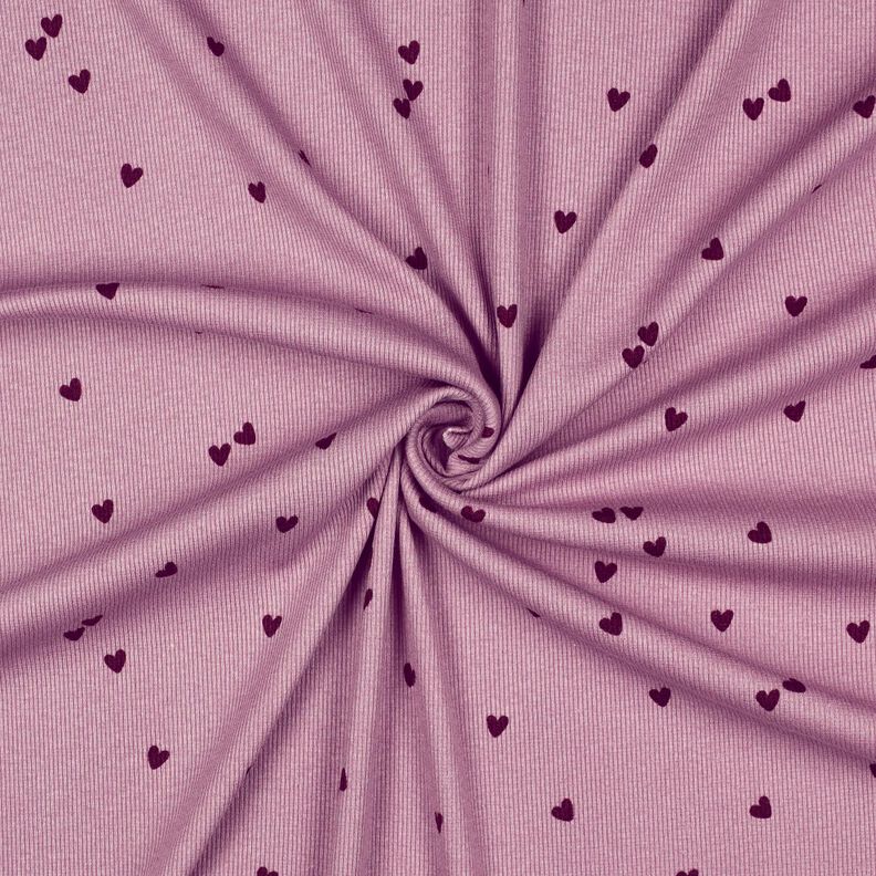 Ribbad jersey spridda hjärtan | Poppy Fabrics – pastellviolett/merlot,  image number 3