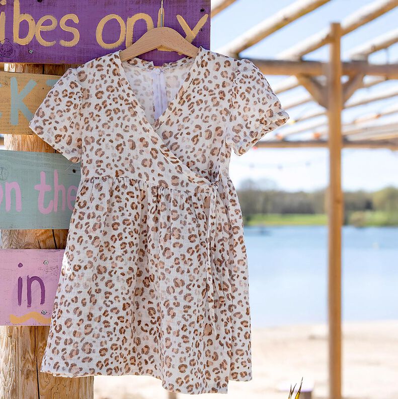 Muslin/Dubbel-krinkelväv akvarell lejon Digitaltryck – elfenbensvit,  image number 5