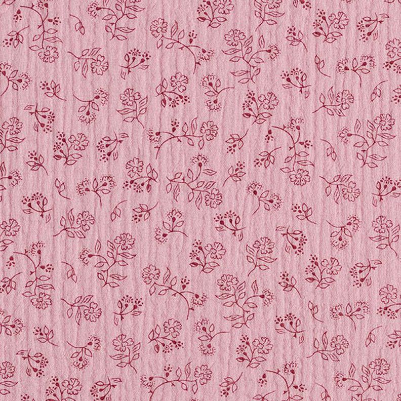 Muslin/Dubbel-krinkelväv små blomrankor – rosa,  image number 1
