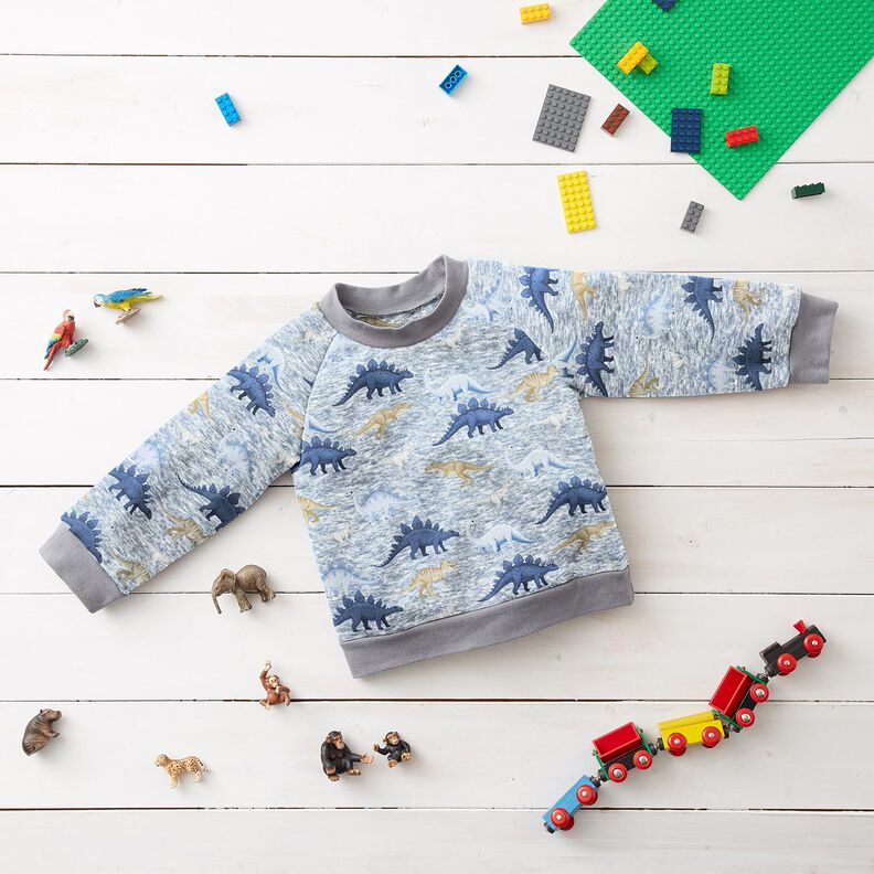 Alpfleece dinosaurier – natur/jeansblå,  image number 5