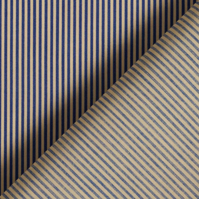 Skjorttyg med vertikala ränder – marinblått/beige, image number 4