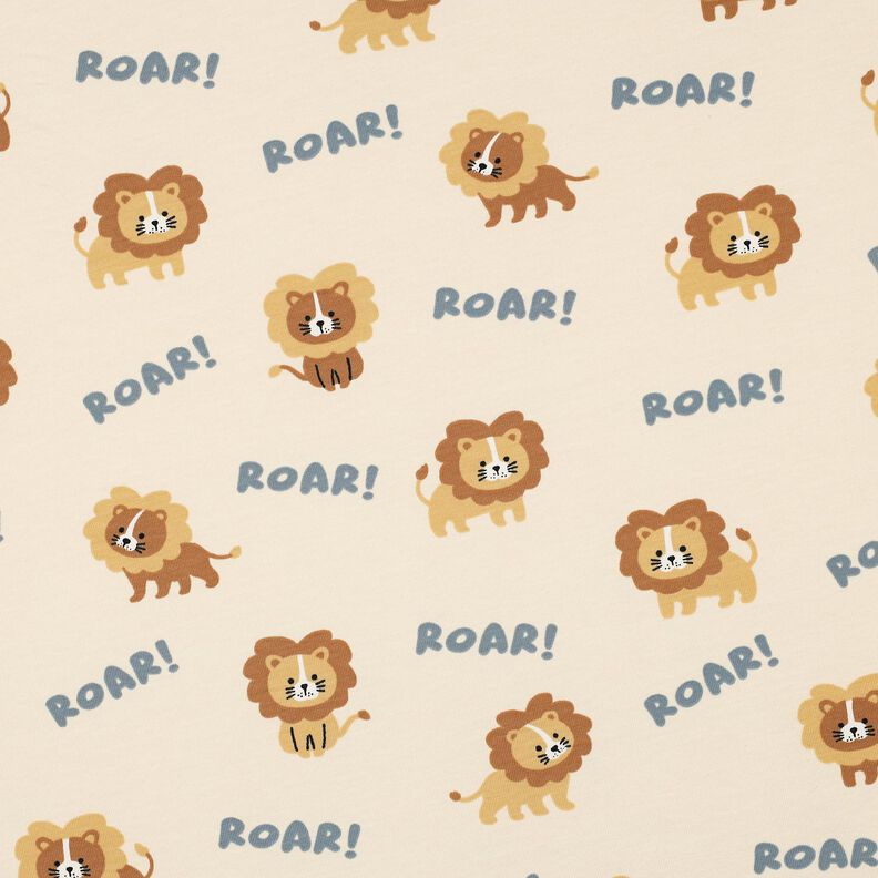 Bomullsjersey lejon | Poppy Fabrics &ndash; ljusbeige/r&aring;djursbrun,  image number 1