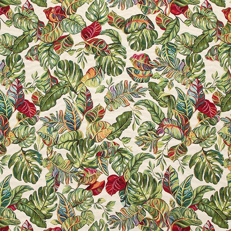Jacquard Gobeläng Monstera-palm – grön/rött,  image number 1