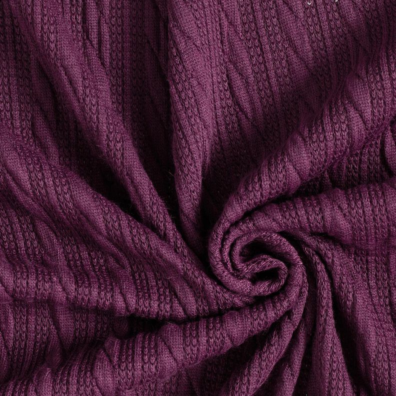 Stickat Cloqué flätmönster – merlot, image number 3