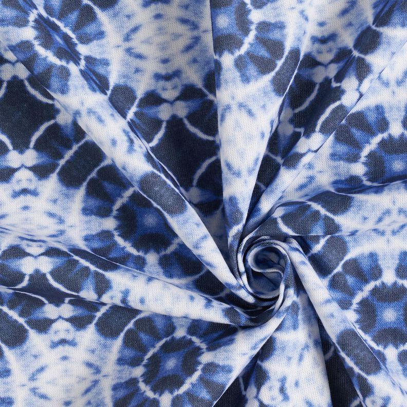 Dekorationstyg Canvas batikcirklar – indigo/vit, image number 3