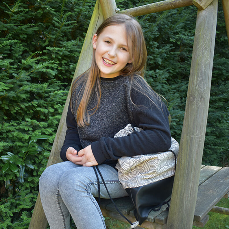 Mini-bomullsvåffeljersey enfärgad – svart,  image number 6