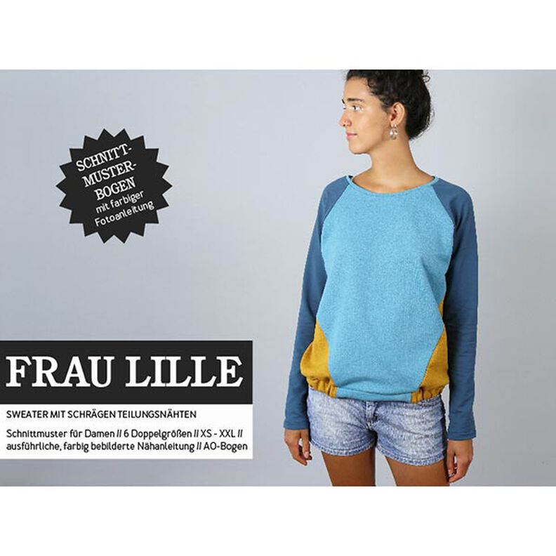 FRAU LILLE - raglansweater med diagonala delningssömmar, Studio Schnittreif  | XS -  XXL,  image number 1
