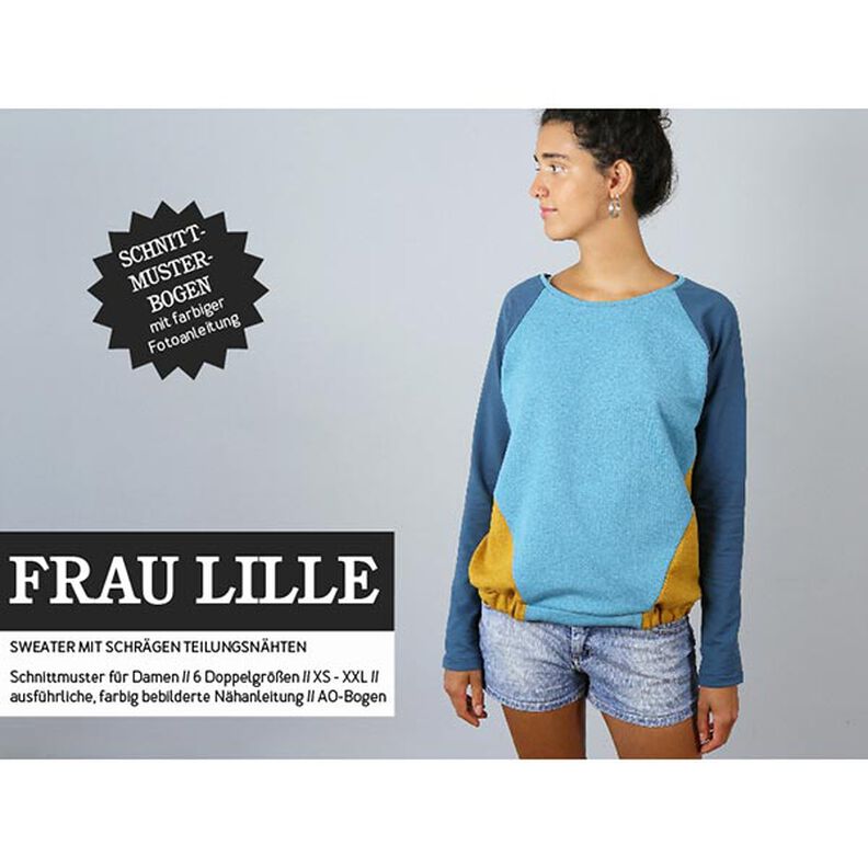 FRAU LILLE - raglansweater med diagonala delningssömmar, Studio Schnittreif | XS - XXL,  image number 1