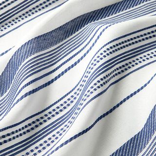 Bomullstyg Broderade ränder – yllevit/marinblått, 
