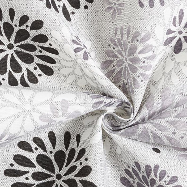 Dekorationstyg Canvas Blommor – grått/vit,  image number 3