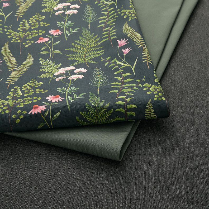 Outdoortyg Canvas Blad och blommor – mörkgrön/pastellviolett,  image number 5