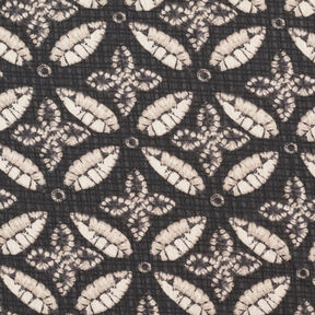 Crepe-chiffong bladtryck – svart/beige,  Crepe-chiffong bladtryck – svart/beige,