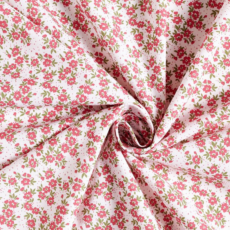 Bomullspoplin blomsterhav – röd/vit, image number 3