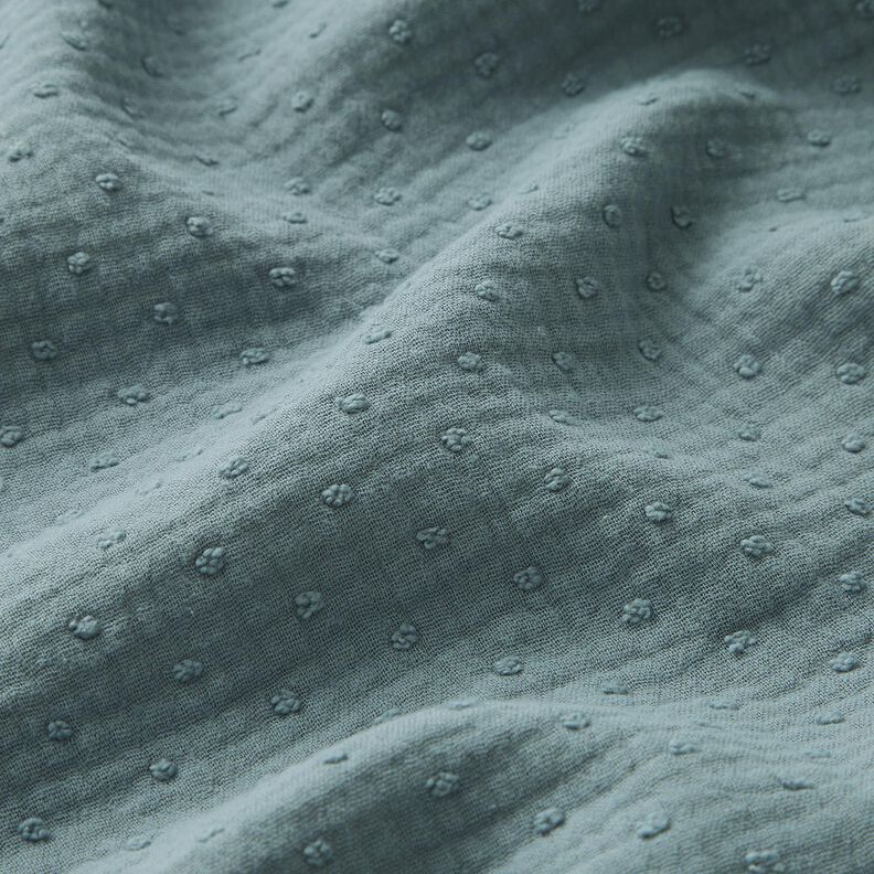 Muslin/Dubbel-krinkelväv dobby – stålblått, image number 2