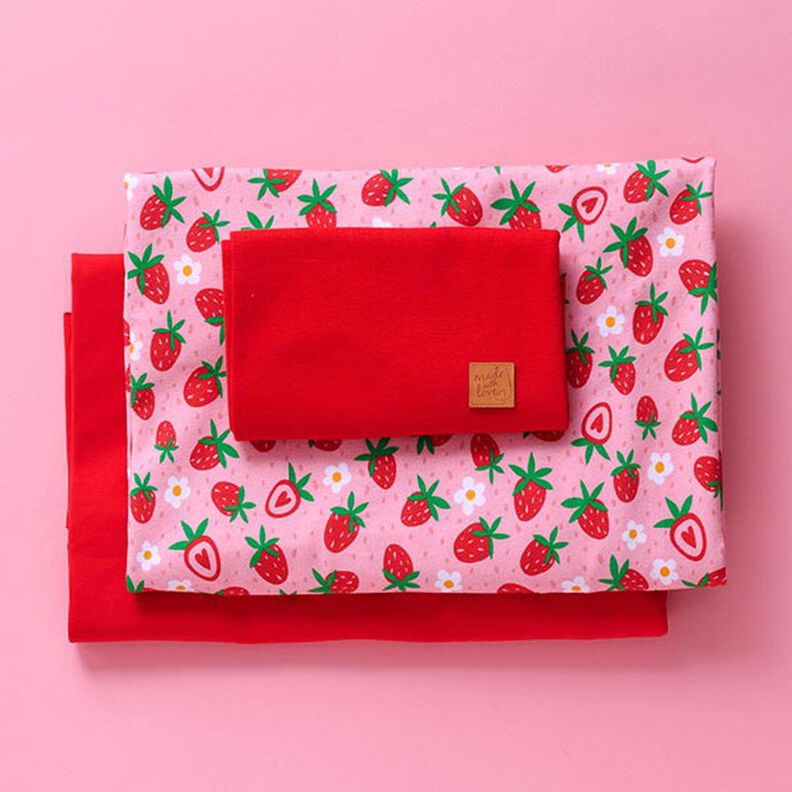 tygpaket jersey söta jordgubbar | PETIT CITRON – rosa,  image number 1