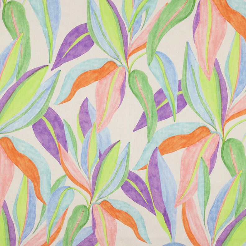 Bomullssatin Blad digitaltryck | Poppy Fabrics – kräm/ljusgrön,  image number 1