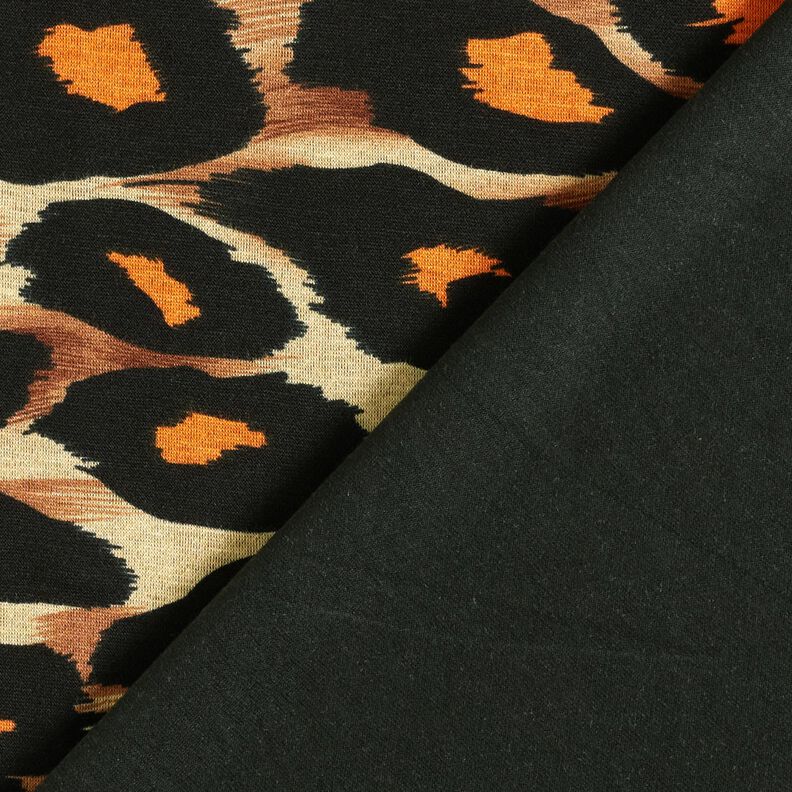 Viskosjersey Stora leopardfläckar – brun/brandgul,  image number 4