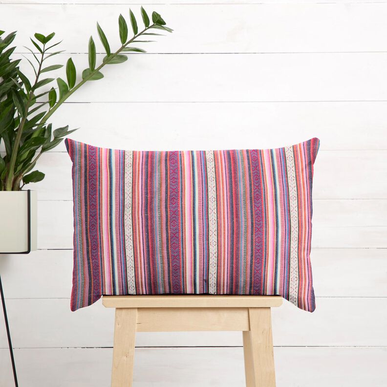 Dekorationstyg Jacquard pastellränder – rosa/lila, image number 6